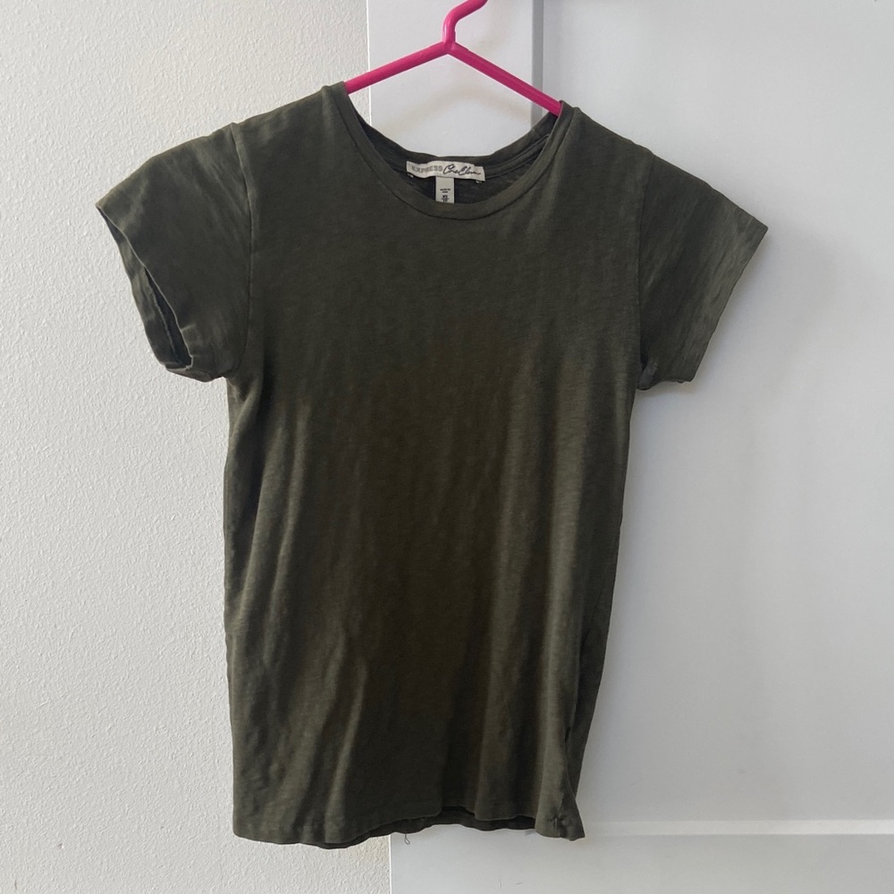 Express Olive Green Crew Neck Tee